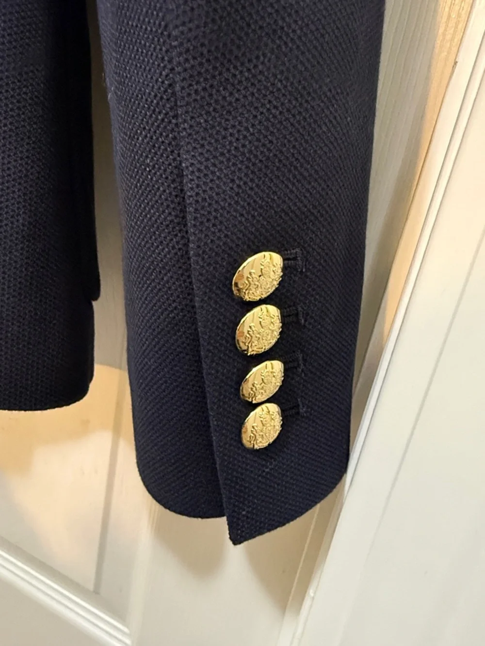 Lauren Ralph Lauren Jacquard Bullion Patch Blazer Navy Gold Buttons XL Current - Picture 5 of 9